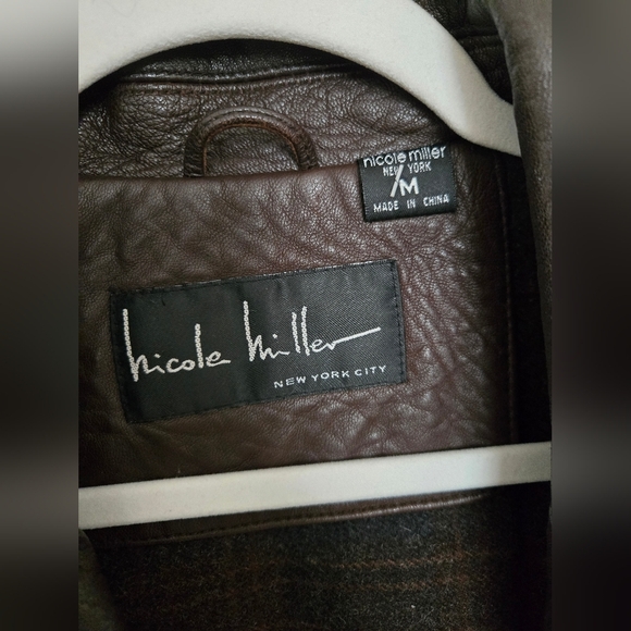 Nicole Miller Men's Brown Leather Jacket Barn coat button front | size M - Picture 6 of 7